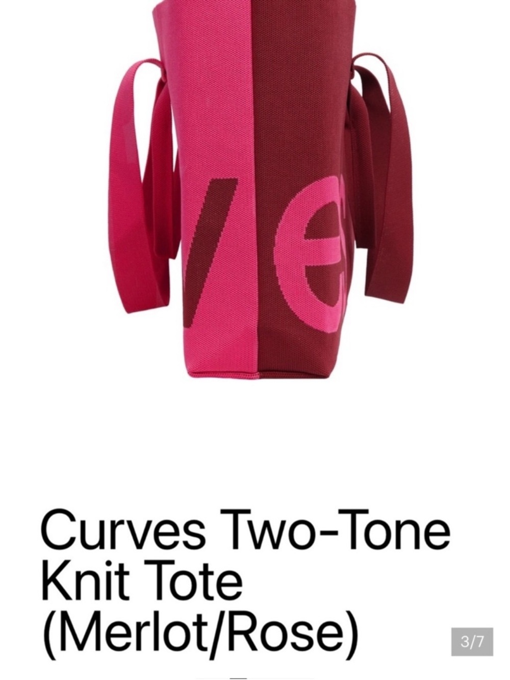 Two-Tone Knit Tote in Merlot and Rose